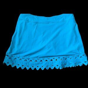 Bright Blue Women's Mini Skirt with Scalloped Hem